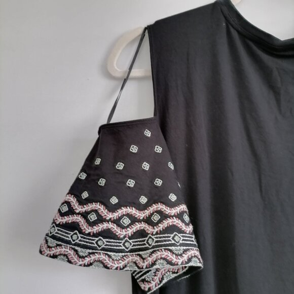 Style & Co. Womens Black Cold Shoulder Sleeve Embroidered A-Line Dress Size XL - Picture 5 of 8